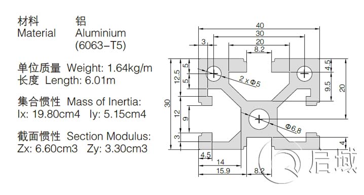 3040直角鋁型材 3040直角鋁型材