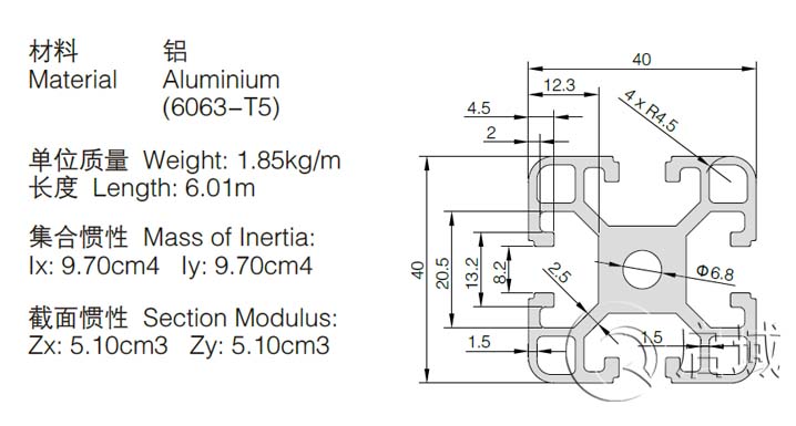 4040標準鋁型材 4040標準鋁型材